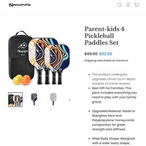 Parent-Kids Pickleball Paddle Set - Multicolor
